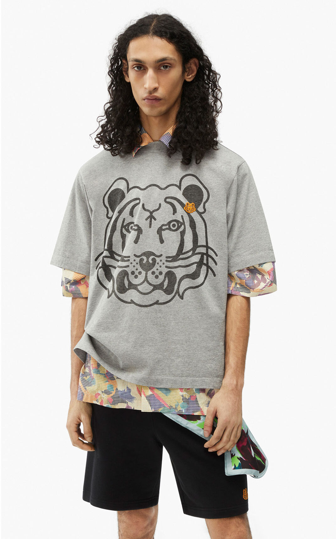 Kenzo K Tiger oversized Camisetas Hombre Gris | 4928167-JK